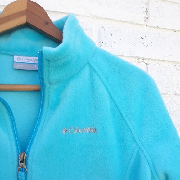 Columbia Fleece Jacket Full Zip Aqua Large - Picture 5 of 5
